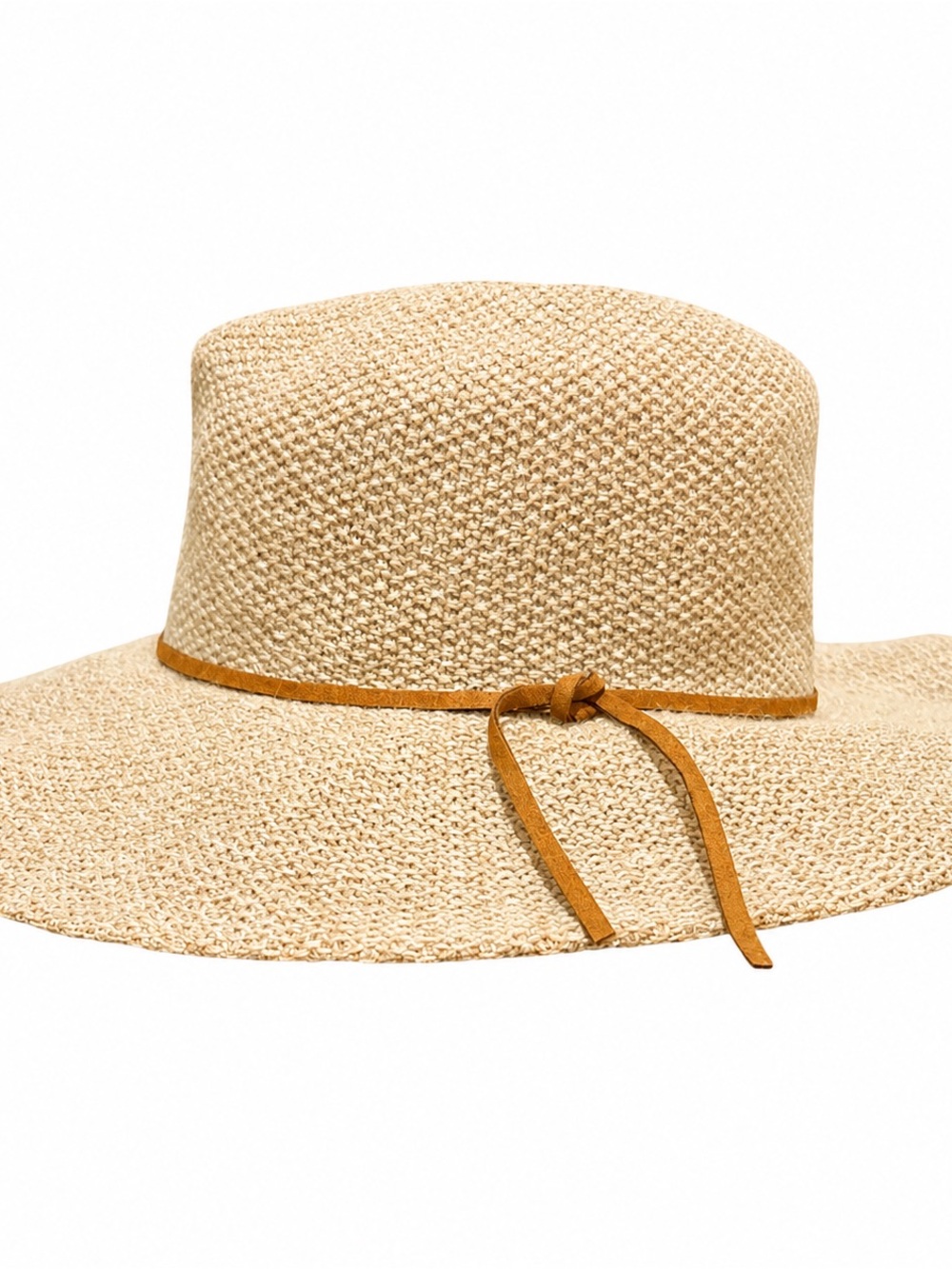 Wool Blend Rancher Hat Leather Band Western Boho Coastal Cowgirl Beige
